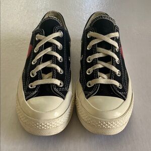 CONVERSE Play Comme des Garcons Black and White Canvas Sneakers Size 5 Women’s